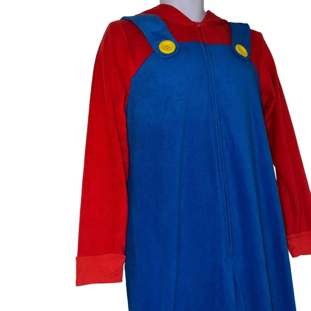 Super Mario Brothers Pajamas Costume Womens L Unionsuit PJs One Piece Halloween